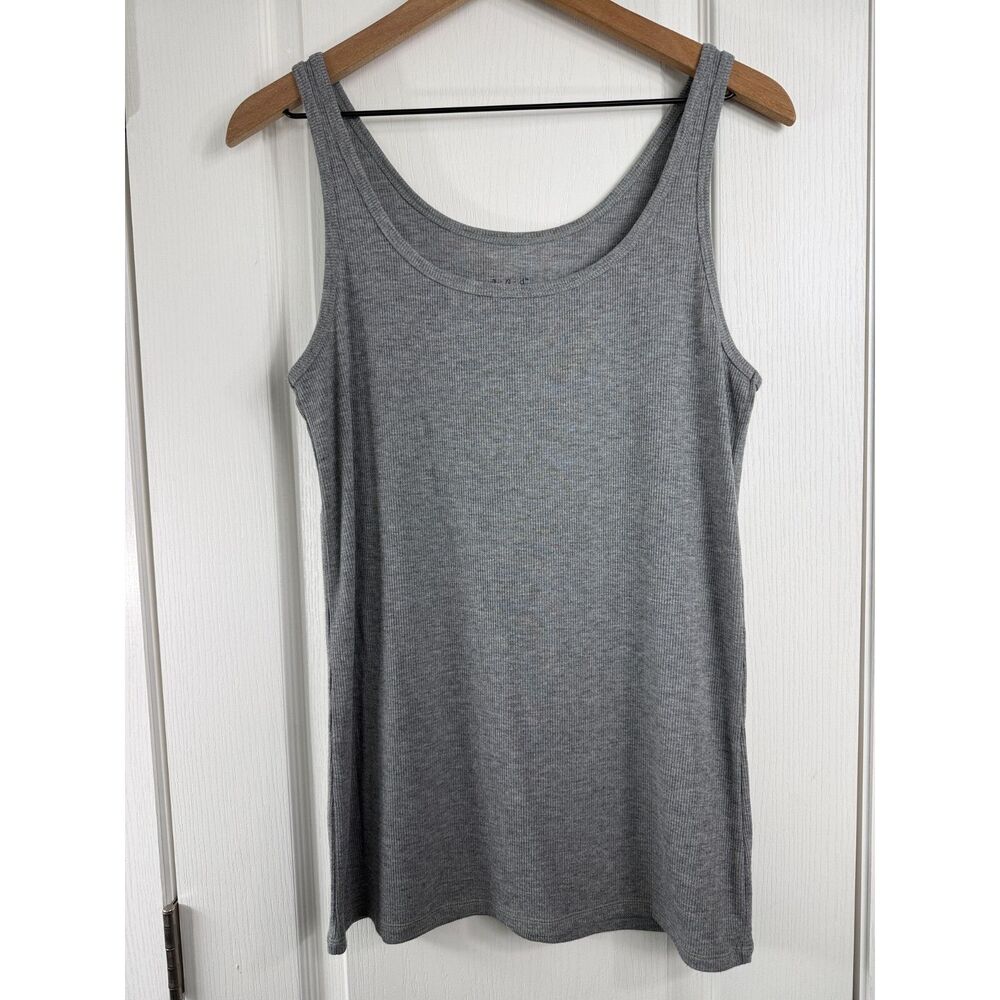 A New Day Women's Heather Gray Ribbed Tank Top Polyester Rayon Spandex Size XL